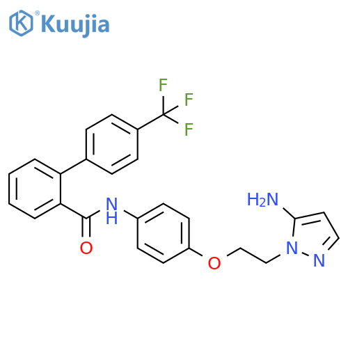 [1,1'-Biphenyl]-2-carboxamide,N-[4-[2-(5-amino-1H-pyrazol-1-yl)ethoxy]phenyl]-4'-(trifluoromethyl)- structure