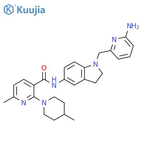 3-Pyridinecarboxamide,N-[1-[(6-amino-2-pyridinyl)methyl]-2,3-dihydro-1H-indol-5-yl]-6-methyl-2-(4-methyl-1-piperidinyl)- structure