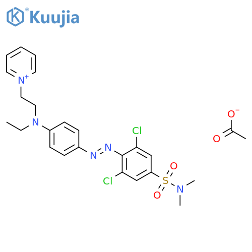 1-{2-[(4-{(E)-[2,6-dichloro-4-(dimethylsulfamoyl)phenyl]diazenyl}phenyl)(ethyl)amino]ethyl}pyridinium acetate structure