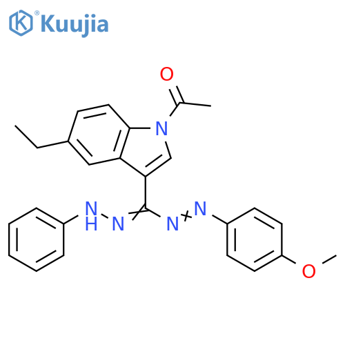 1H-Indole,1-acetyl-5-ethyl-3-[[(4-methoxyphenyl)azo](phenylhydrazono)methyl]- structure