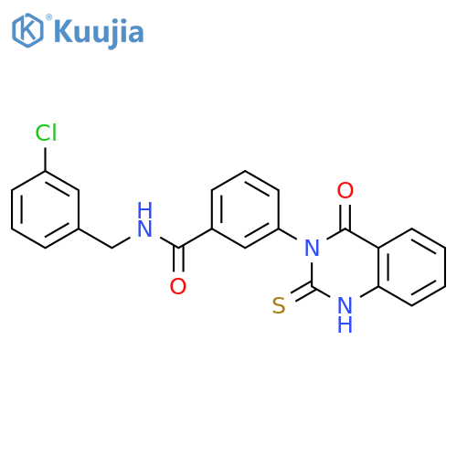 N-(3-chlorophenyl)methyl-3-(4-oxo-2-sulfanylidene-1,2,3,4-tetrahydroquinazolin-3-yl)benzamide structure