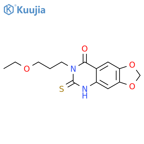 7-(3-ethoxypropyl)-6-sulfanylidene-2H,5H,6H,7H,8H-1,3dioxolo4,5-gquinazolin-8-one structure