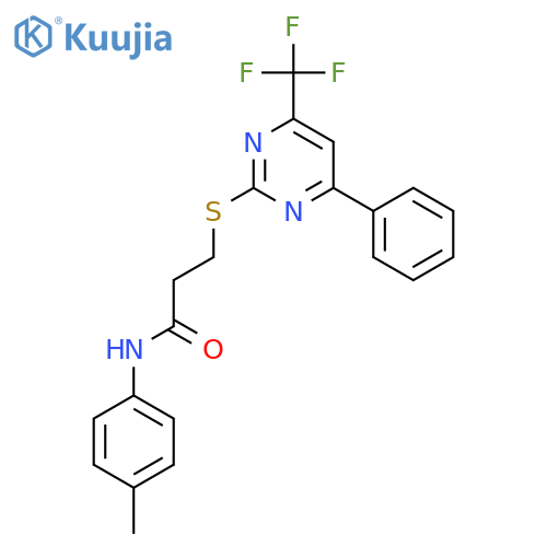 <br>3-(4-Phenyl-6-trifluoromethyl-pyrimidin-2-ylsulfanyl)-N-p-tolyl-propionamid e structure