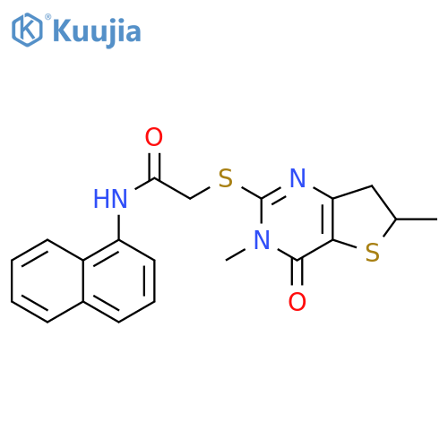 2-({3,6-dimethyl-4-oxo-3H,4H,6H,7H-thieno3,2-dpyrimidin-2-yl}sulfanyl)-N-(naphthalen-1-yl)acetamide structure