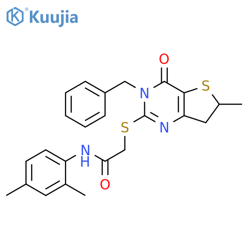 2-({3-benzyl-6-methyl-4-oxo-3H,4H,6H,7H-thieno[3,2-d]pyrimidin-2-yl}sulfanyl)-N-(2,4-dimethylphenyl)acetamide structure