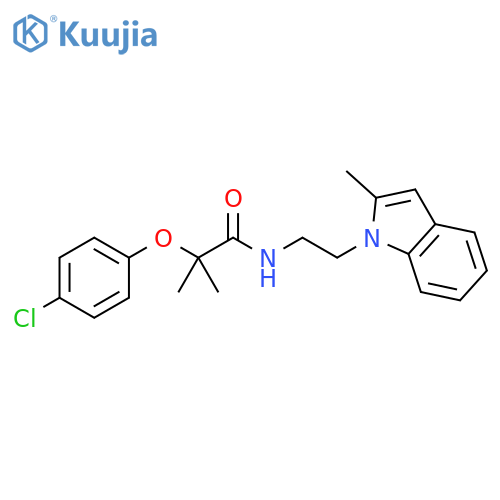 2-(4-chlorophenoxy)-2-methyl-N-2-(2-methyl-1H-indol-1-yl)ethylpropanamide structure