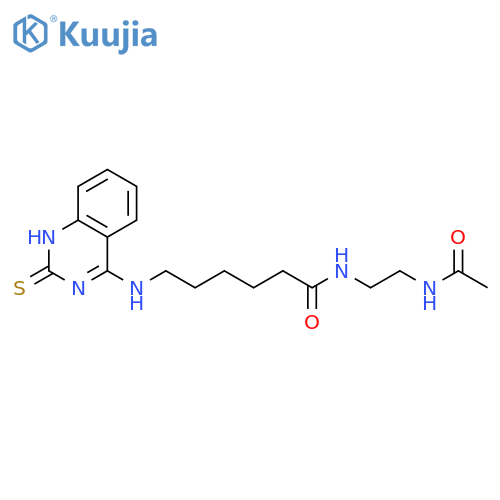 N-(2-acetamidoethyl)-6-(2-sulfanylidene-1,2-dihydroquinazolin-4-yl)aminohexanamide structure