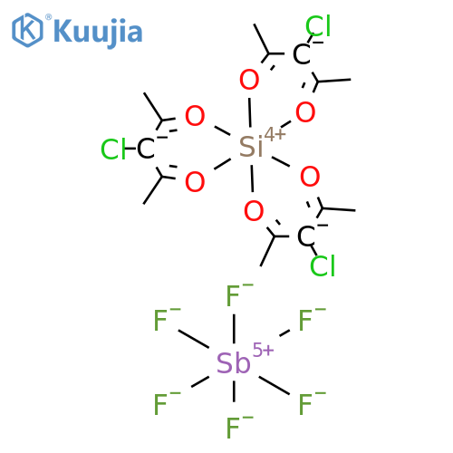 Silicon(1+),tris(3-chloro-2,4-pentanedionato-.kappa.O,.kappa.O')-,(OC-6-11)-,(OC-6-11)-hexafluoroantimonate(1-) structure