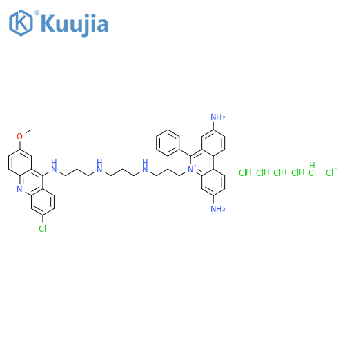 Phenanthridinium,3,8-diamino-5-[3-[[3-[[3-[(6-chloro-2-methoxy-9-acridinyl)amino]propyl]amino]propyl]amino]propyl]-6-phenyl-,chloride, hydrochloride (1:1:5) structure