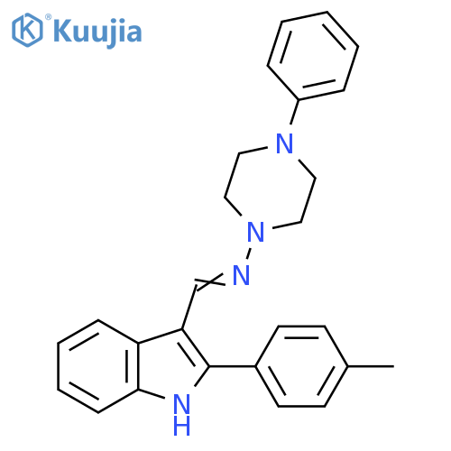 1-Piperazinamine,N-[[2-(4-methylphenyl)-1H-indol-3-yl]methylene]-4-phenyl- structure