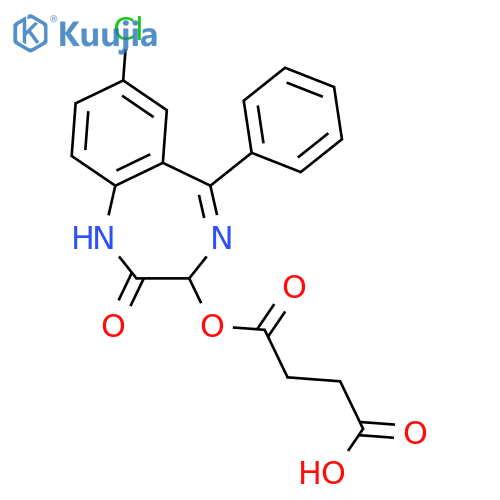 4-{[(3R)-7-chloro-2-oxo-5-phenyl-2,3-dihydro-1H-1,4-benzodiazepin-3-yl]oxy}-4-oxobutanoic acid structure
