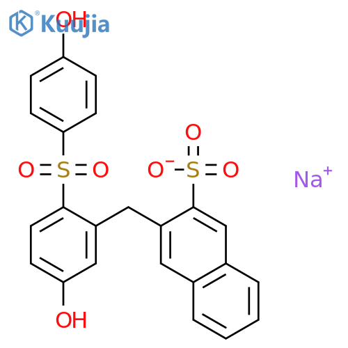 2-Naphthalenesulfonicacid, 3-[[5-hydroxy-2-[(4-hydroxyphenyl)sulfonyl]phenyl]methyl]-, sodium salt(1:1) structure