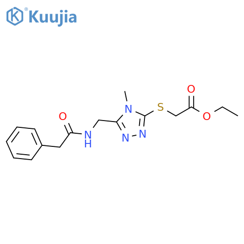 ethyl 2-({4-methyl-5-(2-phenylacetamido)methyl-4H-1,2,4-triazol-3-yl}sulfanyl)acetate structure