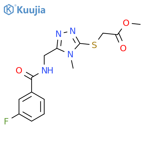 methyl 2-(5-{(3-fluorophenyl)formamidomethyl}-4-methyl-4H-1,2,4-triazol-3-yl)sulfanylacetate structure