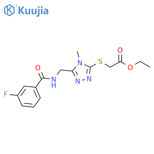 ethyl 2-(5-{(3-fluorophenyl)formamidomethyl}-4-methyl-4H-1,2,4-triazol-3-yl)sulfanylacetate structure