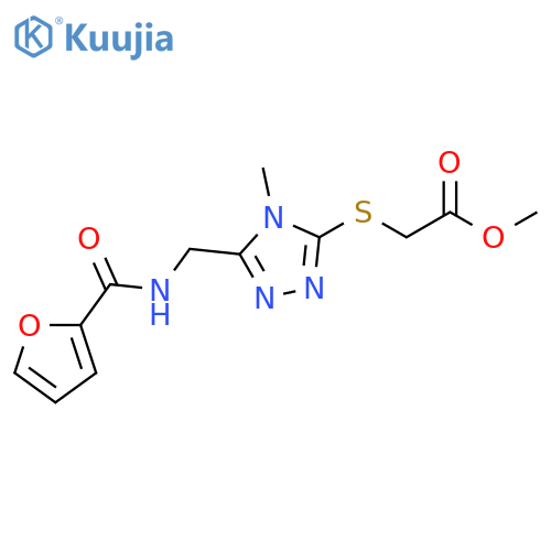 methyl 2-(5-{(furan-2-yl)formamidomethyl}-4-methyl-4H-1,2,4-triazol-3-yl)sulfanylacetate structure