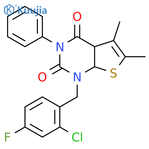 1-(2-chloro-4-fluorophenyl)methyl-5,6-dimethyl-3-phenyl-1H,2H,3H,4H-thieno2,3-dpyrimidine-2,4-dione structure