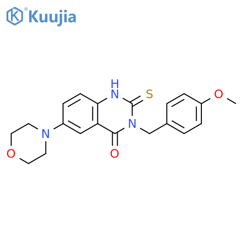 3-(4-methoxyphenyl)methyl-6-(morpholin-4-yl)-2-sulfanylidene-1,2,3,4-tetrahydroquinazolin-4-one structure