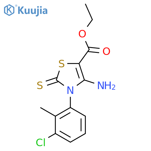 ethyl 4-amino-3-(3-chloro-2-methylphenyl)-2-sulfanylidene-2,3-dihydro-1,3-thiazole-5-carboxylate structure