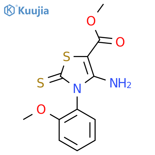 methyl 4-amino-3-(2-methoxyphenyl)-2-sulfanylidene-2,3-dihydro-1,3-thiazole-5-carboxylate structure