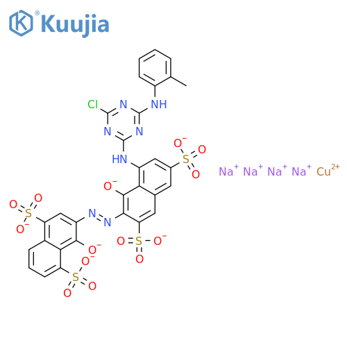 tetrasodium [3-[[8-[[4-chloro-6-(o-toluidino)-1,3,5-triazin-2-yl]amino]-1-hydroxy-3,6-disulpho-2-naphthyl]azo]-4-hydroxynaphthalene-1,5-disulphonato(6-)]cuprate(4-) structure