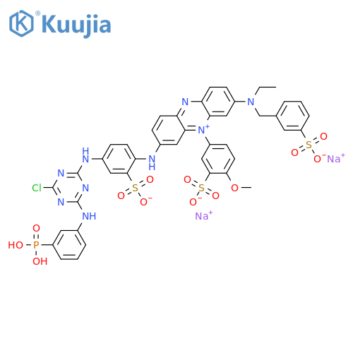Phenazinium, 3-[[4-[[4-chloro-6-[(3-phosphonophenyl)amino]-1,3,5-triazin-2-yl]amino]-2-sulfophenyl]amino]-7-[ethyl[(3-sulfophenyl)methyl]amino]-5-(4-methoxy-3-sulfophenyl)-, hydroxide, inner salt, disodium salt structure
