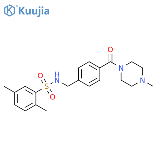 2,5-dimethyl-N-{4-(4-methylpiperazine-1-carbonyl)phenylmethyl}benzene-1-sulfonamide structure