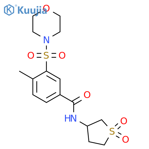 N-(1,1-dioxo-1lambda6-thiolan-3-yl)-4-methyl-3-(morpholine-4-sulfonyl)benzamide structure