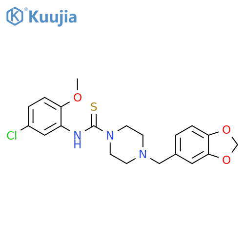 4-(2H-1,3-benzodioxol-5-yl)methyl-N-(5-chloro-2-methoxyphenyl)piperazine-1-carbothioamide structure