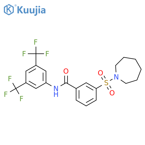 3-(azepane-1-sulfonyl)-N-3,5-bis(trifluoromethyl)phenylbenzamide structure