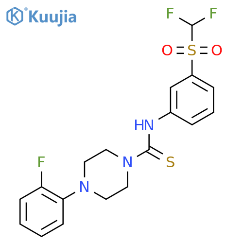 N-(3-difluoromethanesulfonylphenyl)-4-(2-fluorophenyl)piperazine-1-carbothioamide structure