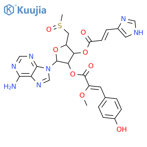 2'-O-[3-(4-Hydroxyphenyl)-2-methoxypropenoyl]-3'-O-[3-(1H-imidazol-4-yl)propenoyl]-S-methyl-5'-thioadenosine; S-Oxide structure