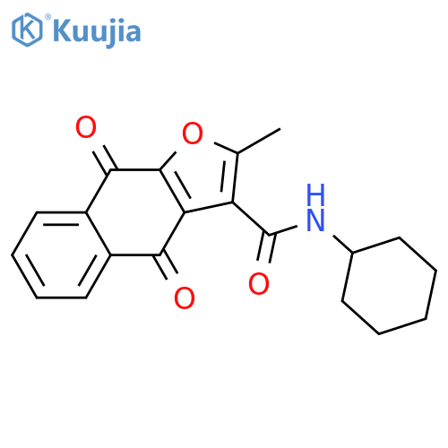 N-cyclohexyl-2-methyl-4,9-dioxo-4H,9H-naphtho2,3-bfuran-3-carboxamide structure