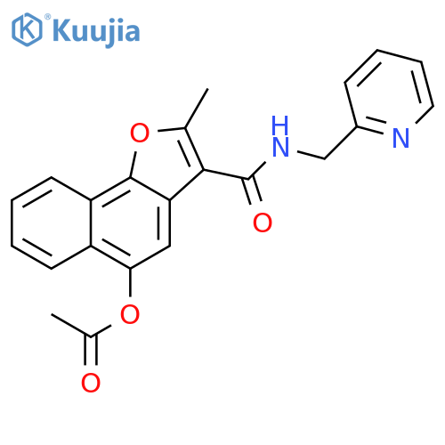 2-methyl-3-{[(pyridin-2-yl)methyl]carbamoyl}naphtho[1,2-b]furan-5-yl acetate structure