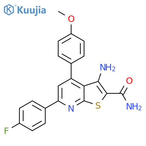 3-amino-6-(4-fluorophenyl)-4-(4-methoxyphenyl)thieno2,3-bpyridine-2-carboxamide structure