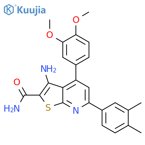 3-amino-4-(3,4-dimethoxyphenyl)-6-(3,4-dimethylphenyl)thieno[2,3-b]pyridine-2-carboxamide structure