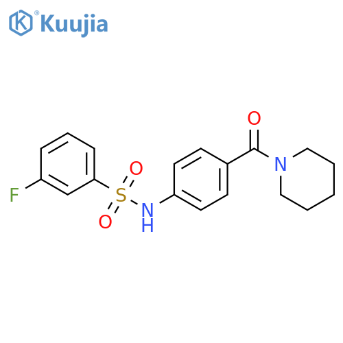 3-fluoro-N-[4-(piperidine-1-carbonyl)phenyl]benzene-1-sulfonamide structure
