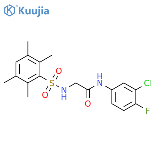 N-(3-chloro-4-fluorophenyl)-2-(2,3,5,6-tetramethylbenzenesulfonamido)acetamide structure