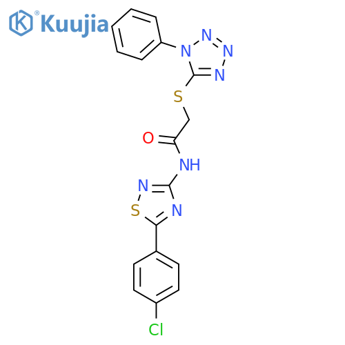 N-[5-(4-chlorophenyl)-1,2,4-thiadiazol-3-yl]-2-[(1-phenyl-1H-1,2,3,4-tetrazol-5-yl)sulfanyl]acetamide structure