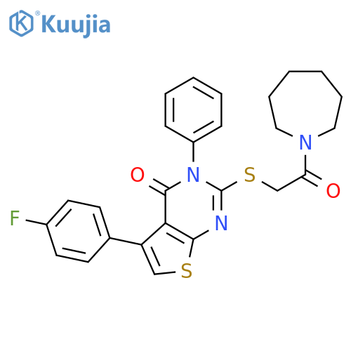 2-{2-(azepan-1-yl)-2-oxoethylsulfanyl}-5-(4-fluorophenyl)-3-phenyl-3H,4H-thieno2,3-dpyrimidin-4-one structure