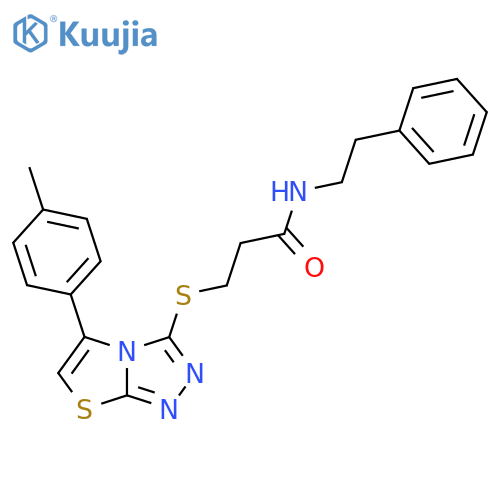 3-{5-(4-methylphenyl)-1,2,4triazolo3,4-b1,3thiazol-3-ylsulfanyl}-N-(2-phenylethyl)propanamide structure