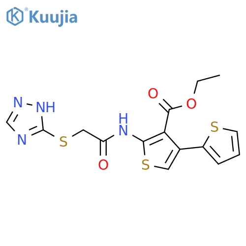 ethyl 5'-2-(1H-1,2,4-triazol-3-ylsulfanyl)acetamido-2,3'-bithiophene-4'-carboxylate structure