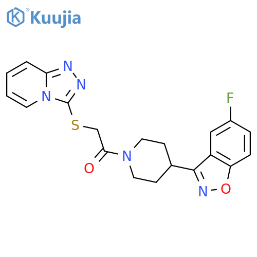 1-4-(5-fluoro-1,2-benzoxazol-3-yl)piperidin-1-yl-2-{1,2,4triazolo4,3-apyridin-3-ylsulfanyl}ethan-1-one structure