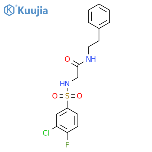 2-(3-chloro-4-fluorobenzenesulfonamido)-N-(2-phenylethyl)acetamide structure