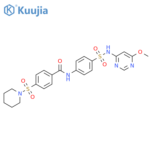 N-{4-(6-methoxypyrimidin-4-yl)sulfamoylphenyl}-4-(piperidine-1-sulfonyl)benzamide structure