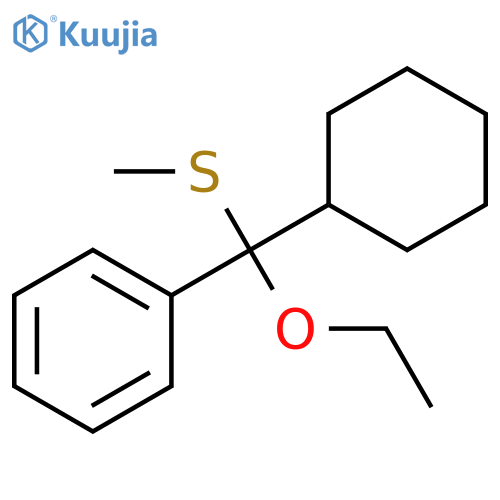 Benzene, [cyclohexylethoxy(methylthio)methyl]- structure