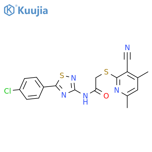 N-5-(4-chlorophenyl)-1,2,4-thiadiazol-3-yl-2-(3-cyano-4,6-dimethylpyridin-2-yl)sulfanylacetamide structure