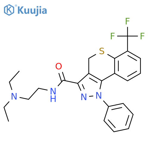 [1]Benzothiopyrano[4,3-c]pyrazole-3-carboxamide,N-[2-(diethylamino)ethyl]-1,4-dihydro-1-phenyl-6-(trifluoromethyl)- structure