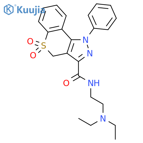 N-[2-(diethylamino)ethyl]-1-phenyl-1,4-dihydrothiochromeno[4,3-c]pyrazole-3-carboxamide 5,5-dioxide structure