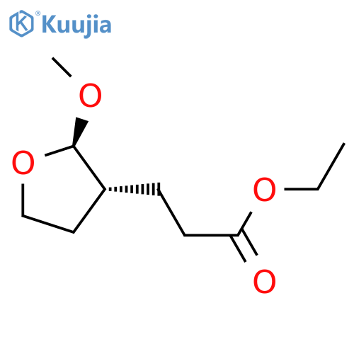 3-Furanpropanoicacid,3-ethyltetrahydro-2-methoxy-,(2R,3R)-(9CI) structure